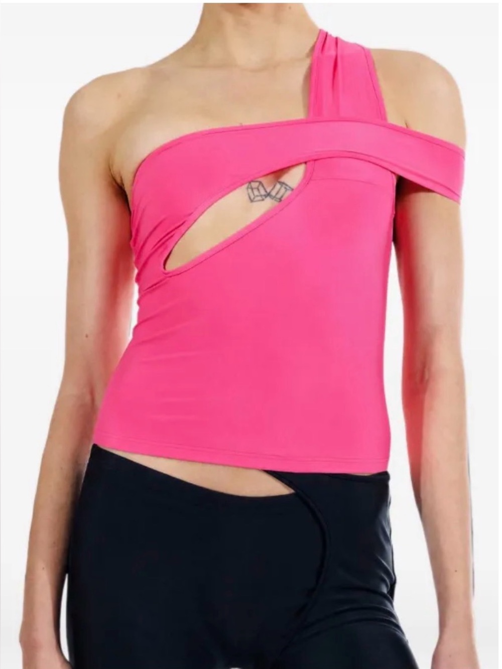 Ottolinger Pink Asymmetrical Criss Cross Cutout Halter Top Size M